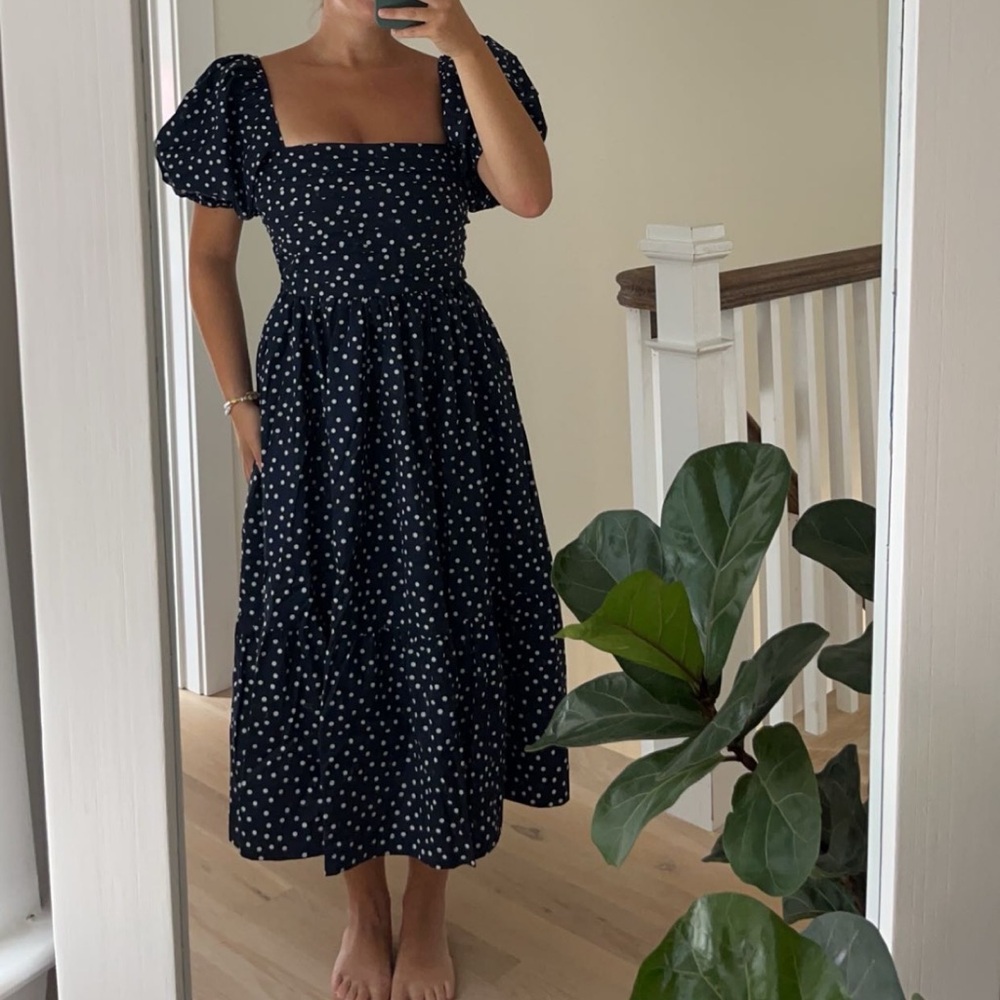 Abercrombie & Fitch Navy and White Midi Dress